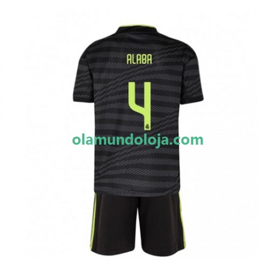 Camisola Real Madrid David Alaba 4 Criança Equipamento Terceiro 2022-2023 Manga Curta